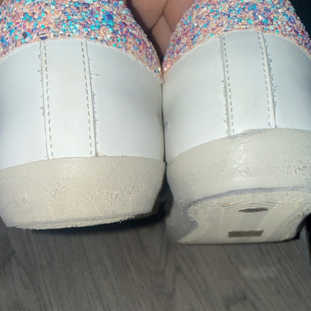Golden Goose White Sneakers with Pink Glitter Heel - Picture 9 of 14